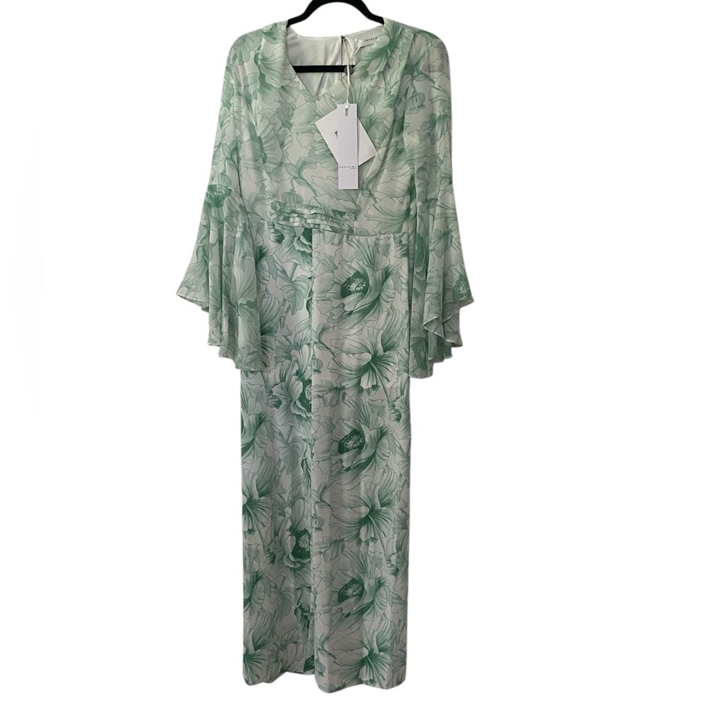NWT ANONYME Designers Italy Floral Green Leaf Pantsuit IT 42 US Size 6 - Picture 2 of 16